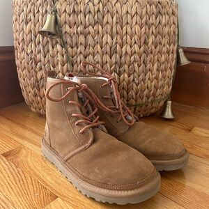 UGG Neumel High Chestnut Brown Lace Up Sheepskin Boots - Size Women’s 10